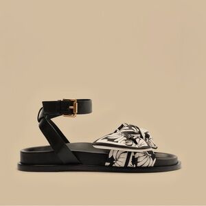 FARM Rio Black and White Copacabana Scarf Patterned Sandals
